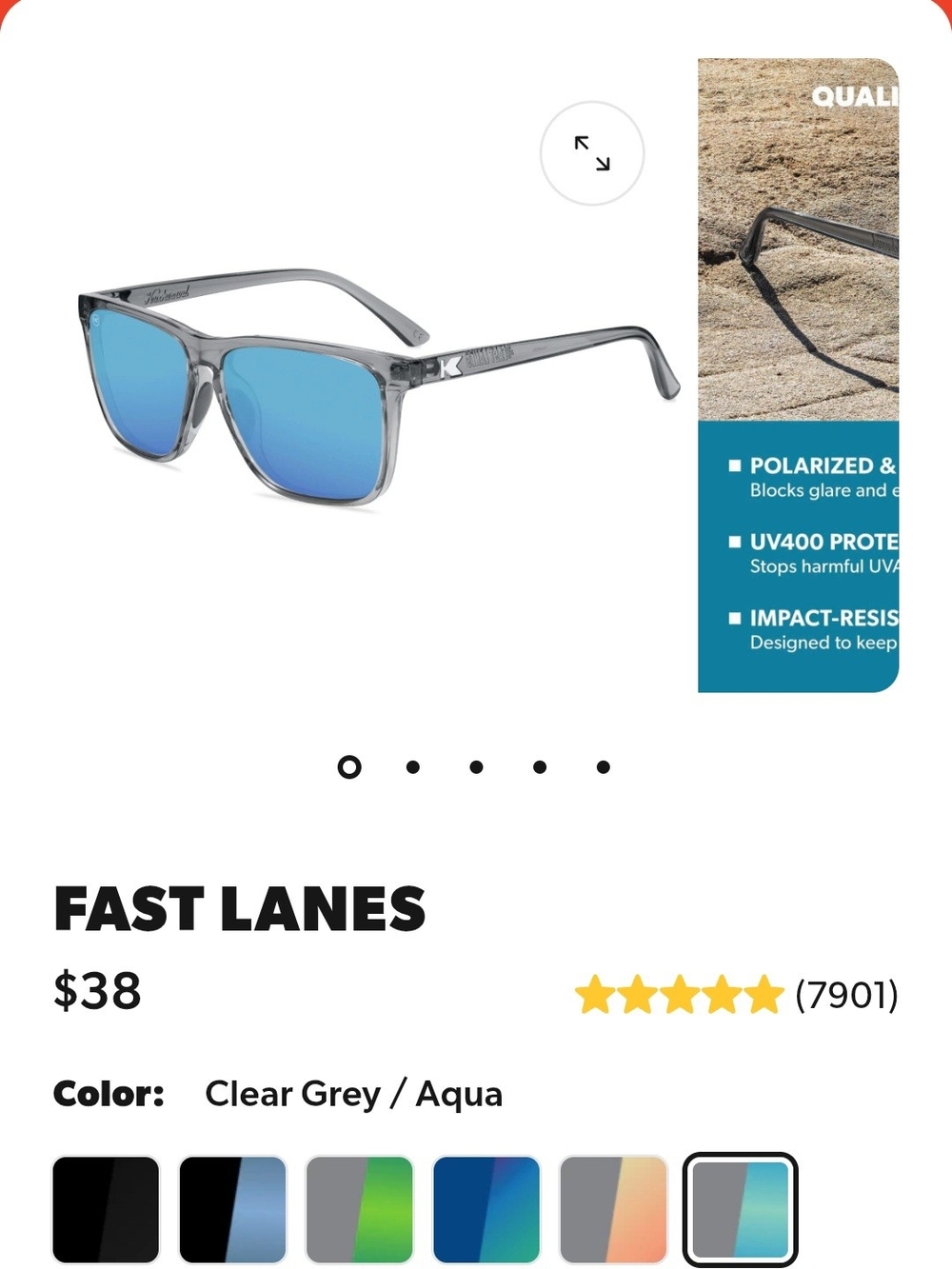 Knockarounds Fast Lanes Sunglasses - Clear Grey Frame with Aqua Mirrors